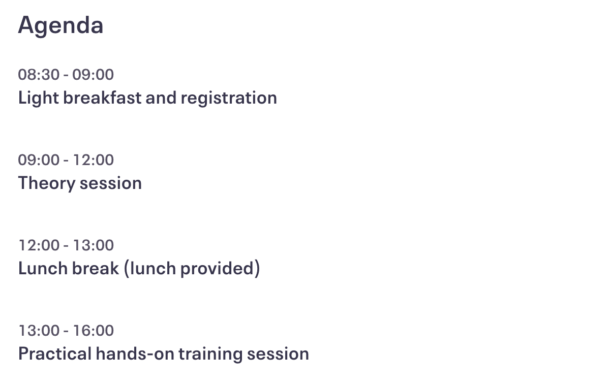 training agenda
